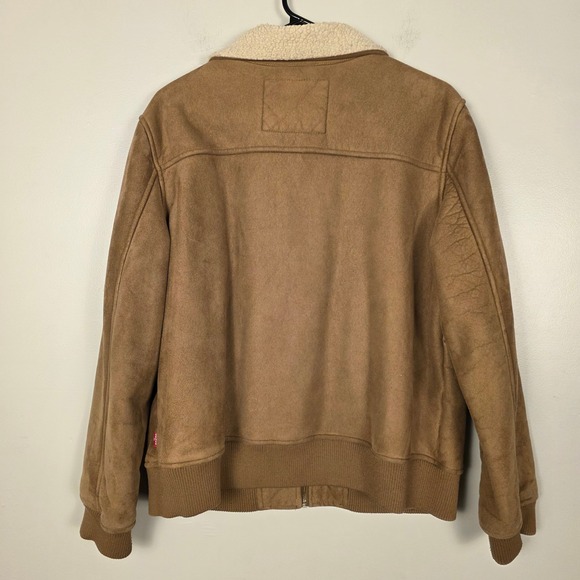 Levi's Mens XL Faux Suede Sherpa Collar Bomber Jacket Winter Coat - Picture 2 of 9